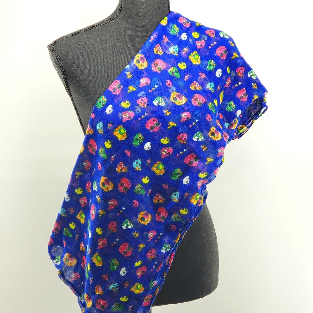 Sheer Colorful Skulls Infinity Scarf